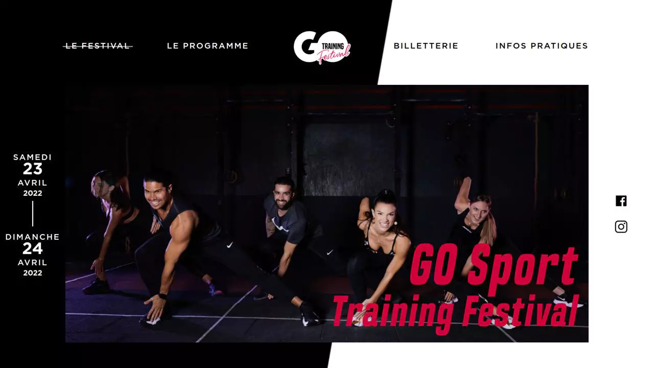 Capture du site de l'événement Go Sport Training Festival